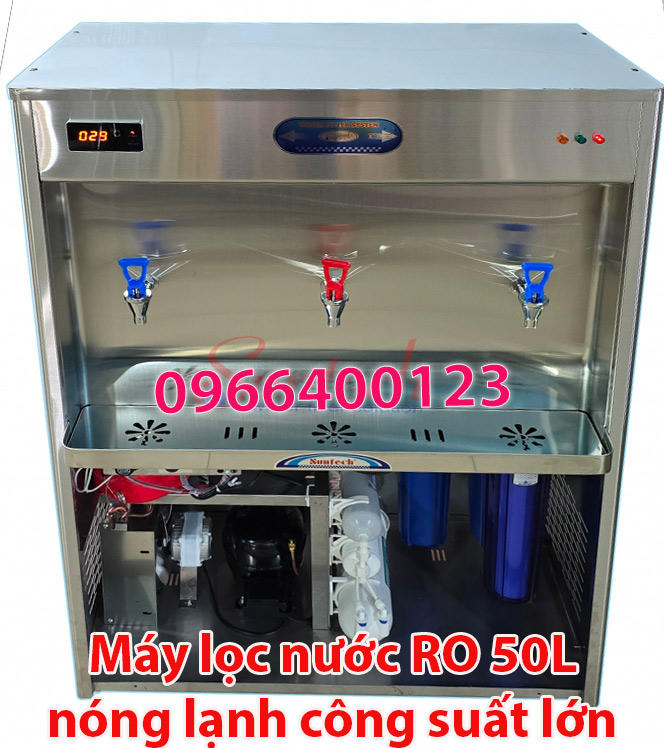 Máy lọc nước RO nóng lạnh công nghiệp 50L gắn 3 vòi