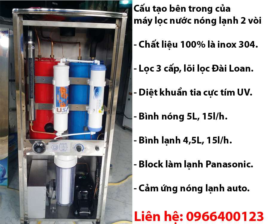 Máy Lọc Nước 2 Vòi Nóng Lạnh có đèn UV